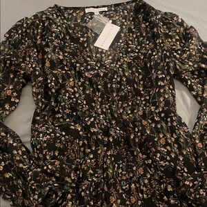 Baltic Born Floral Long Sleeve Dress - Black and Brown